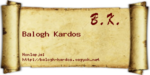 Balogh Kardos névjegykártya